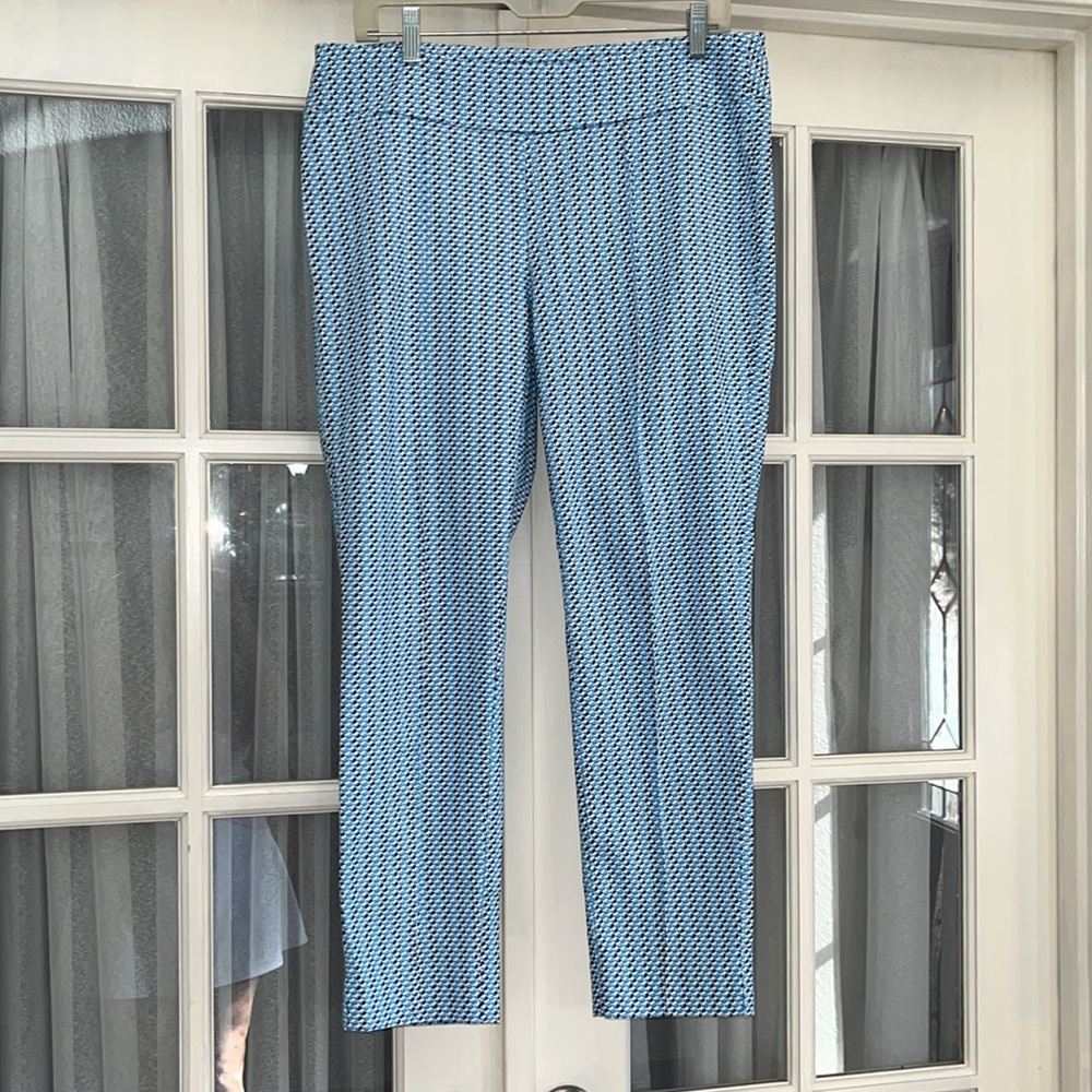 Jules & Leopard blue & black geometric print stretchy pants Size L
